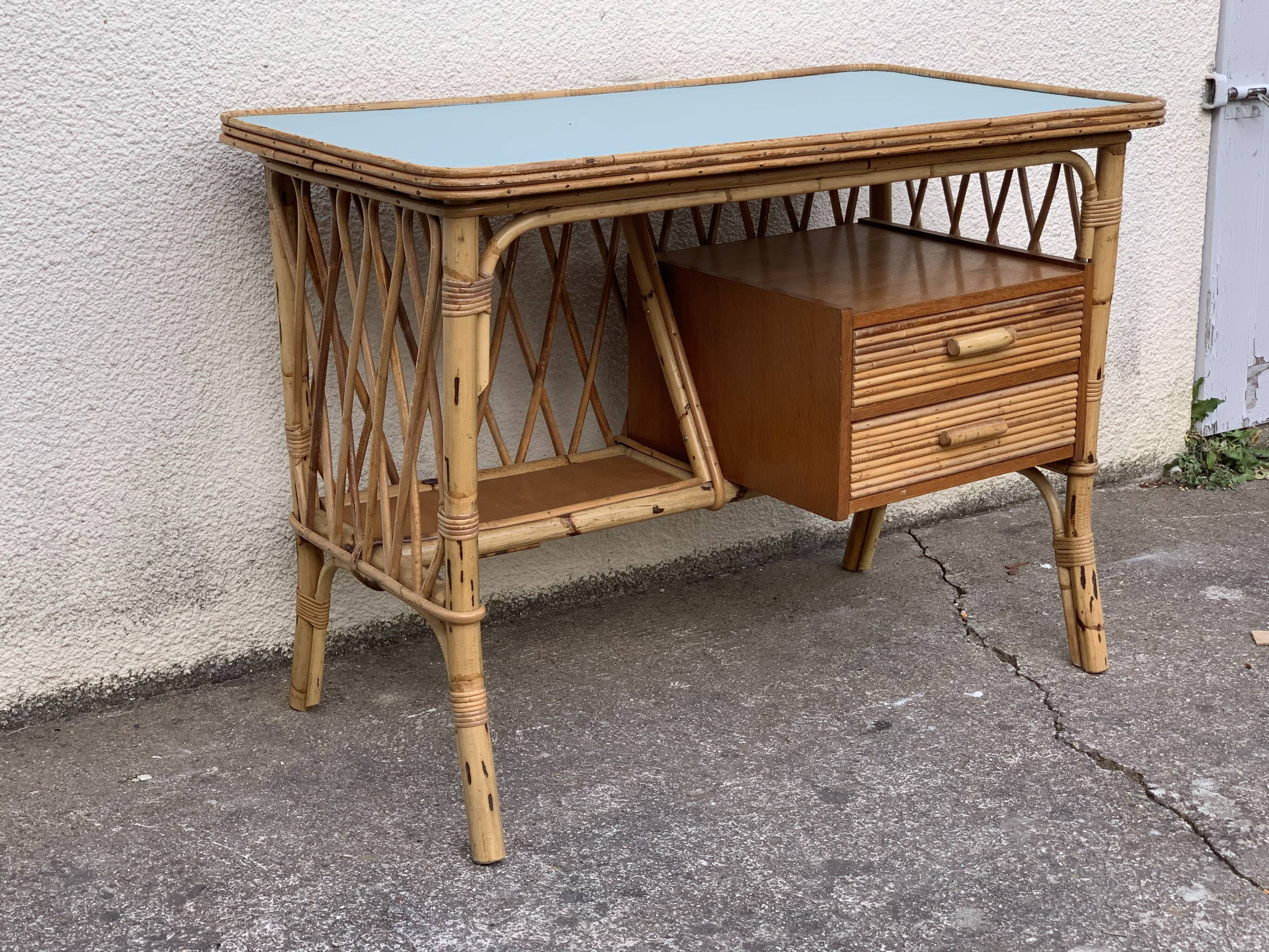 Vintage rattan desk 1960