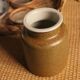 Mustard Pot Stoneware Brown Chiné Vintage Interior Varnished Gray
