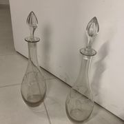 Pair of crystal wine carafes
