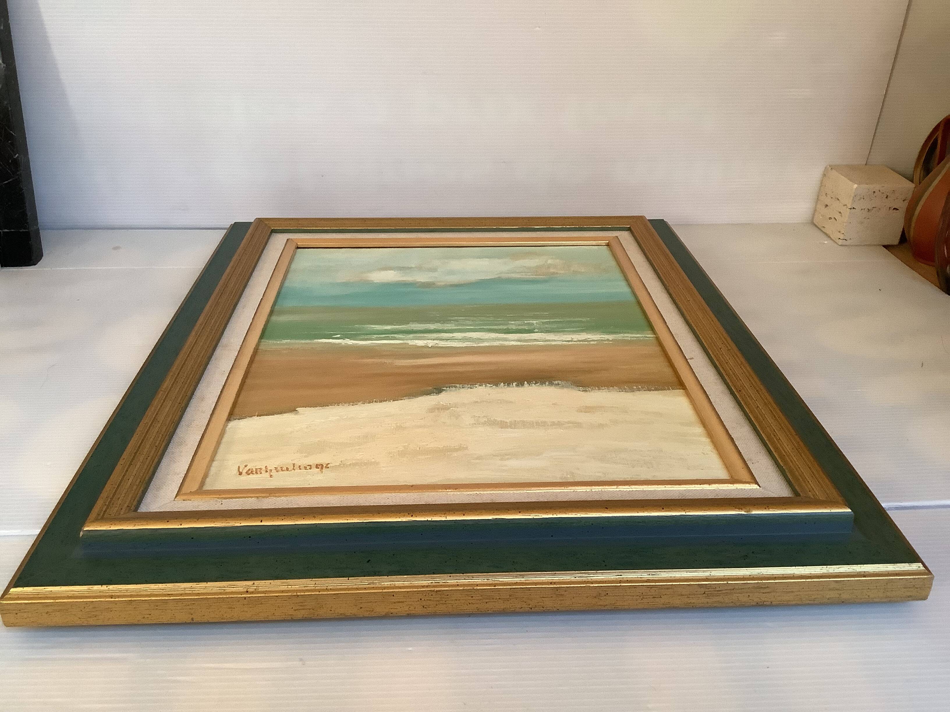 Marine painting by Pierre Van Grevelinge, oil on canvas, signed.