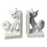 Pair of vintage stone cat bookends