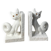 Paire de serre-livres chat en pierre vintage