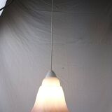 Mid-century white and pink glass suspension French vintage 1950