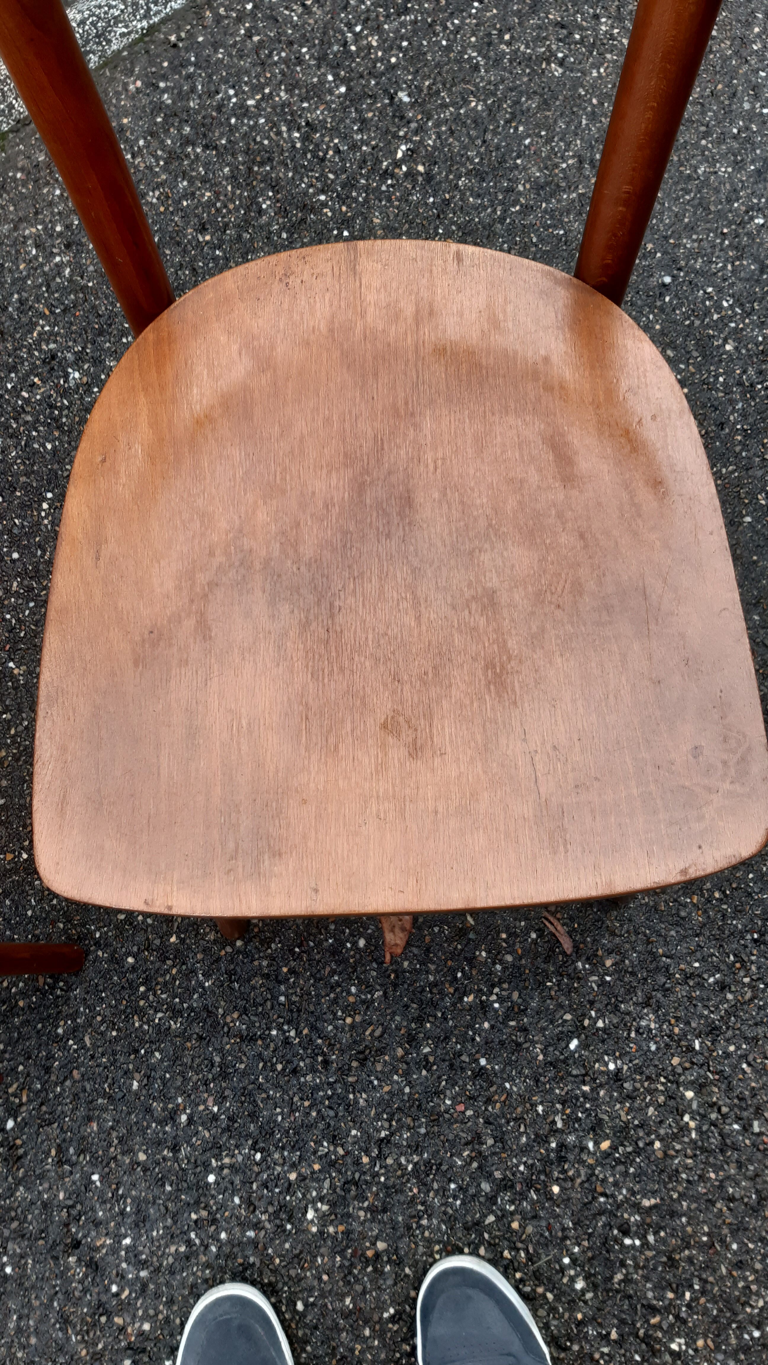Set of 3 curved wood bistro chairs