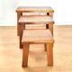 3 nesting tables in Brutalist style from the 70s in light oak.