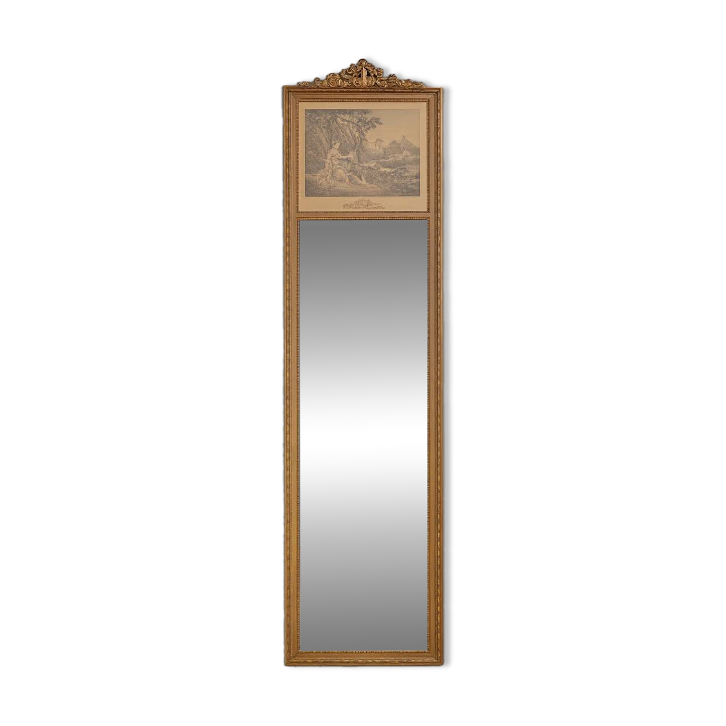 Miroir trumeau style Louis XVI en bois sculpté