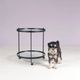 1960s round trolley black metal with two glass tops Janni van Pelt Netherlands