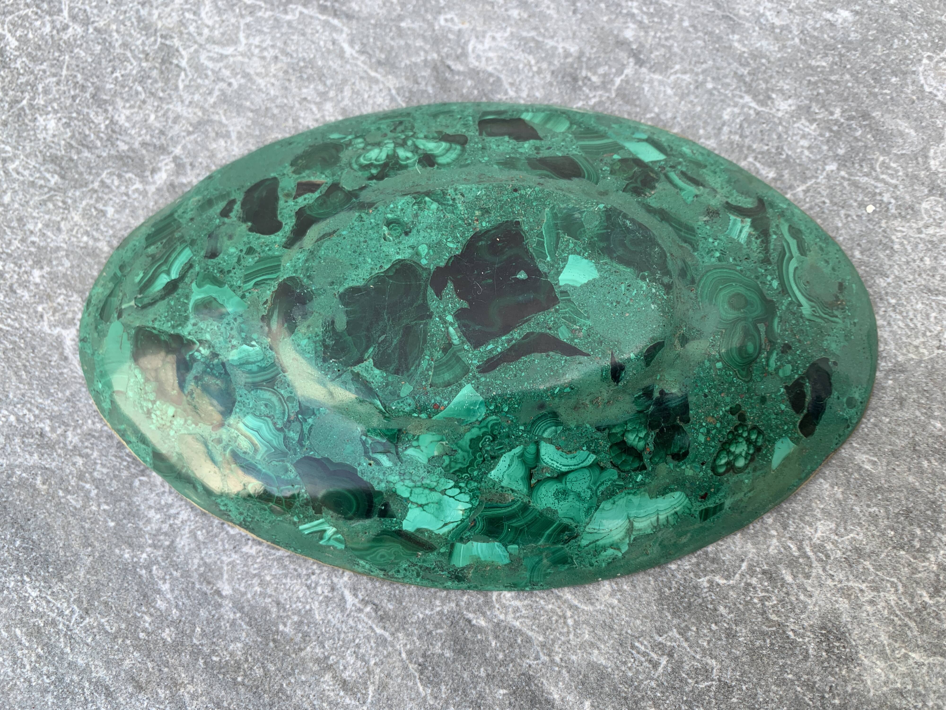 Ashtray or empty pocket in malachite and bronze