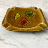 Ashtray abstract in ceramic and leather 50s-60s