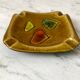 Ashtray abstract in ceramic and leather 50s-60s