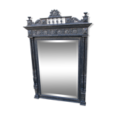 Former mirror wood 1900 gray patina painted intense 91x138cm