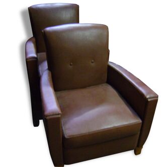 Pair of club in leatherette chairs