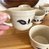 Set of 6 stoneware coffee cups from the 1970s.