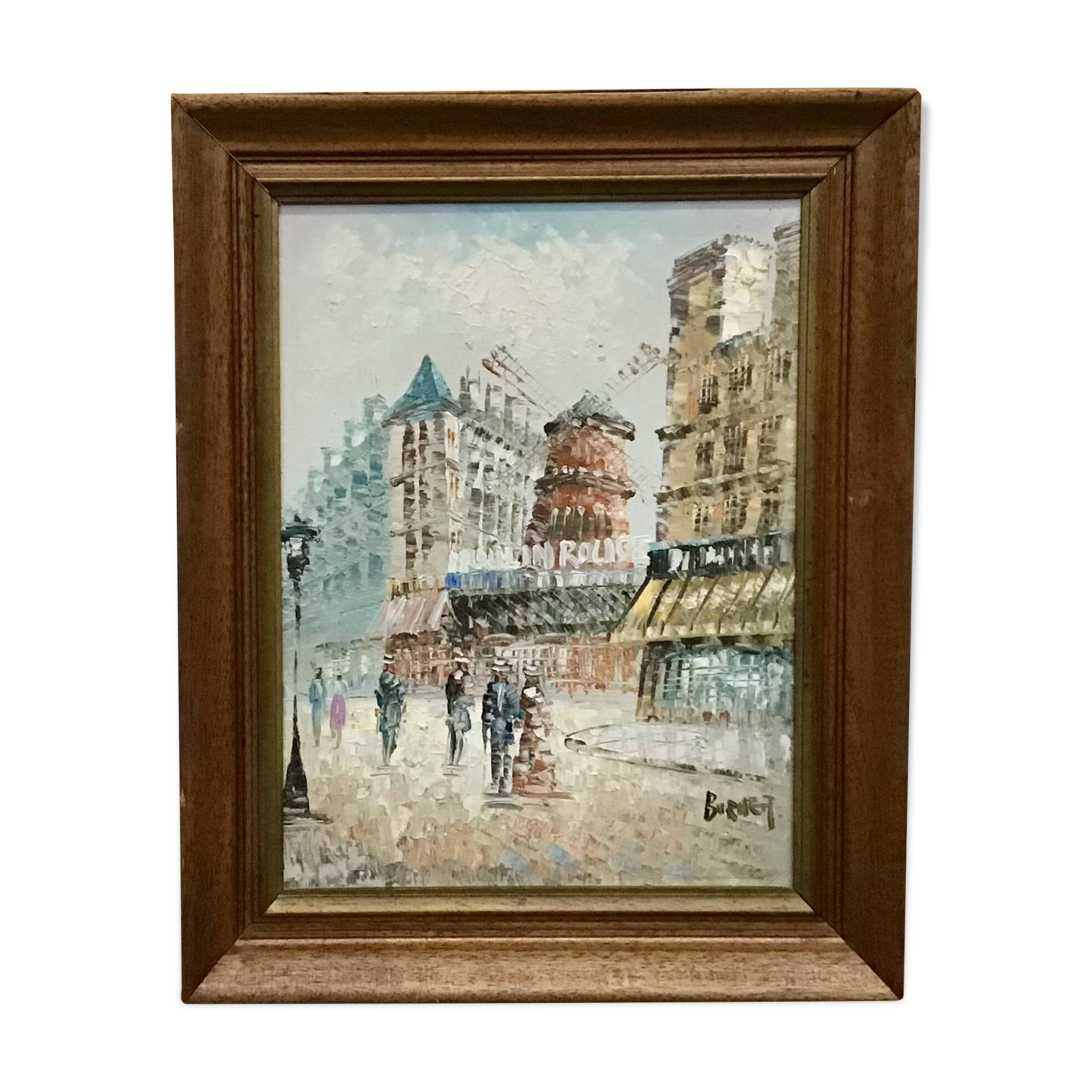 The Moulin Rouge seen from Boulevard Clichy Oil on canvas signed Burnett