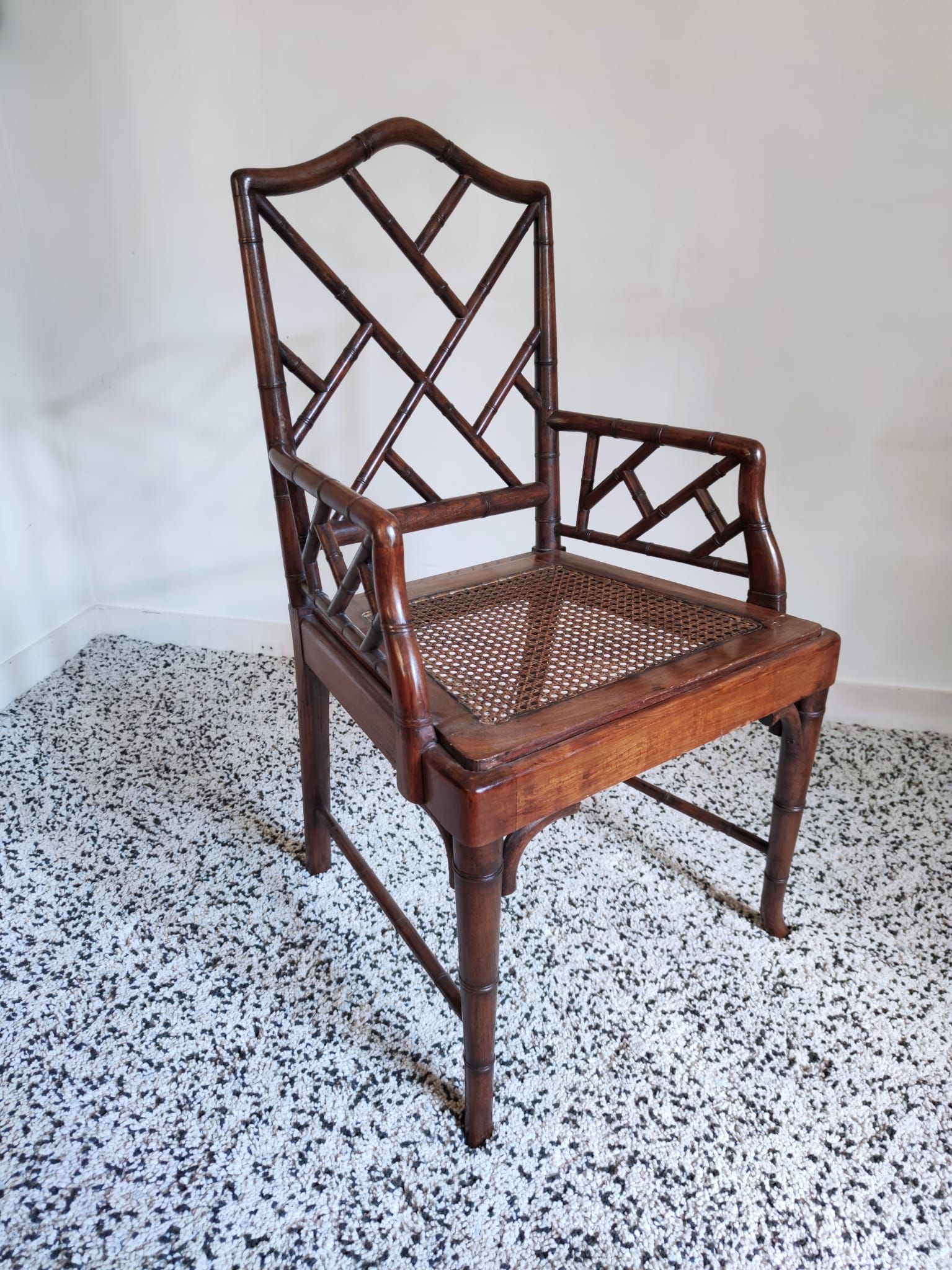 Asian canine armchair in wood in imitation of bamboo
