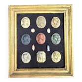 Collection de camés et d’intailles, coquillages et pierres de lave, vers 1900