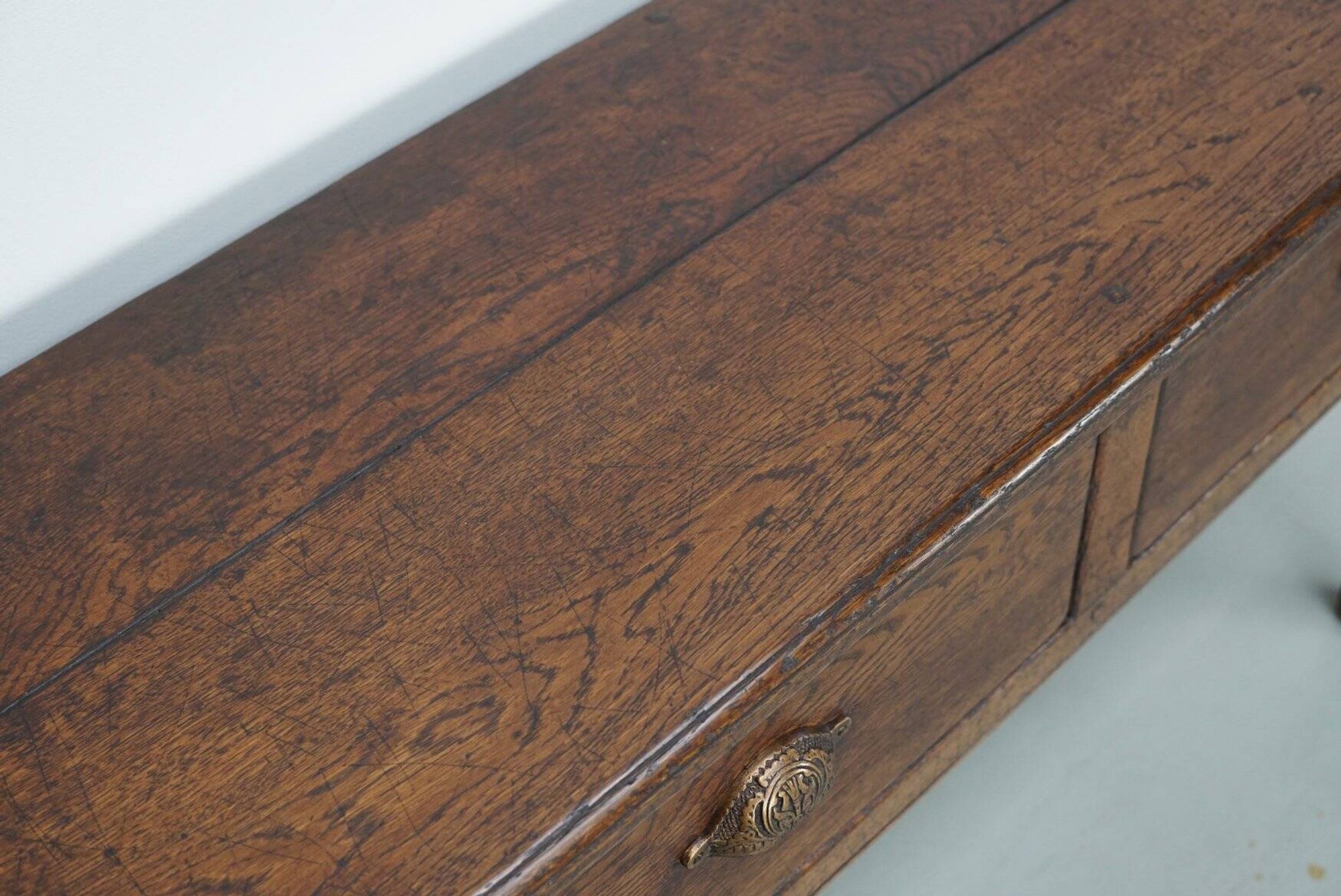 Vintage French rustic farmhouse oak side table, 1950s