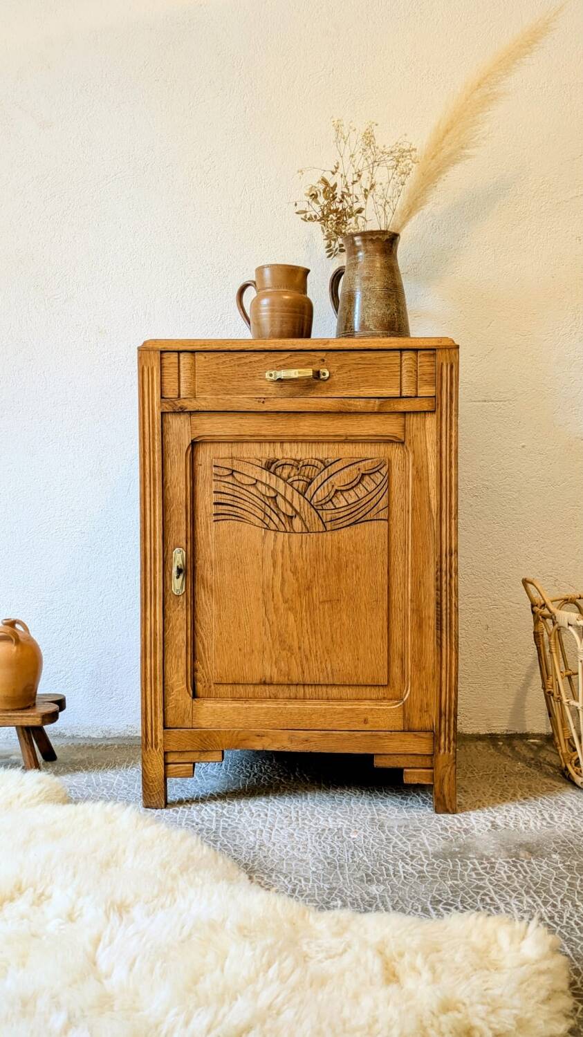 Buffet / confiturier ancien art-déco en chêne