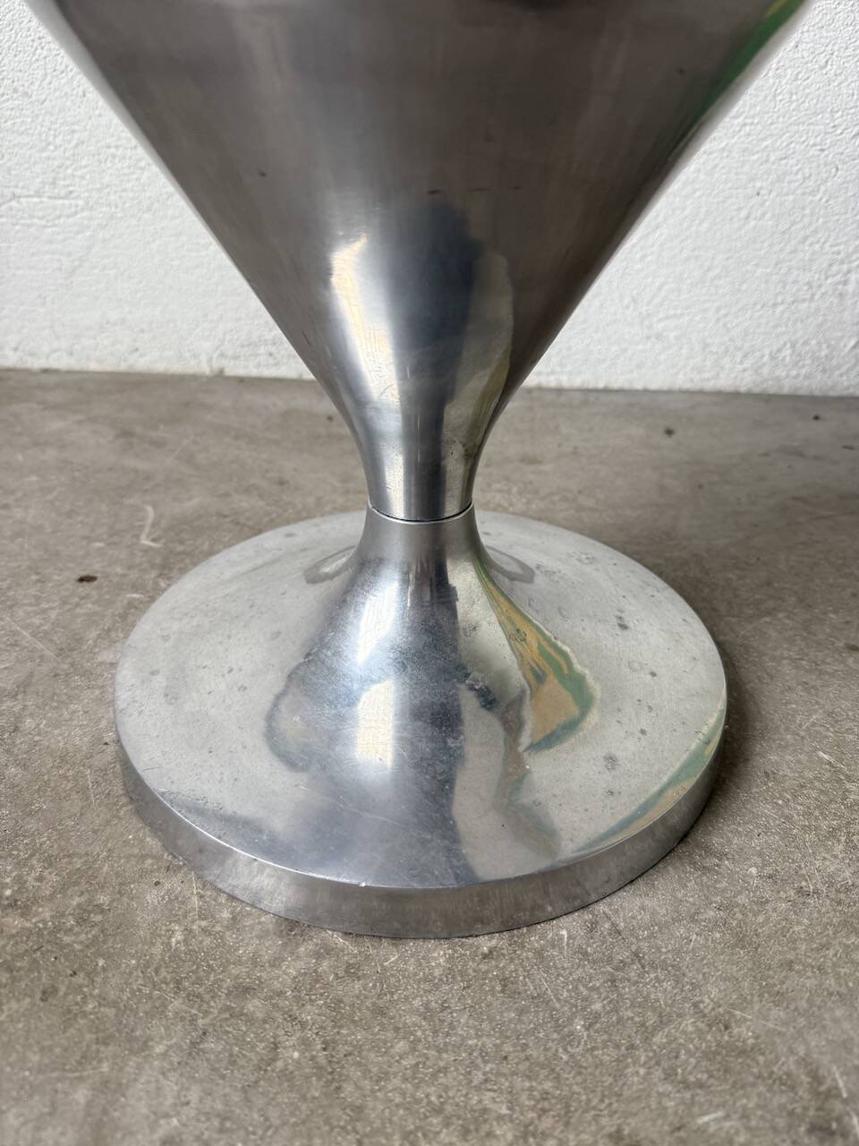 Brushed stainless steel console pedestal 1970