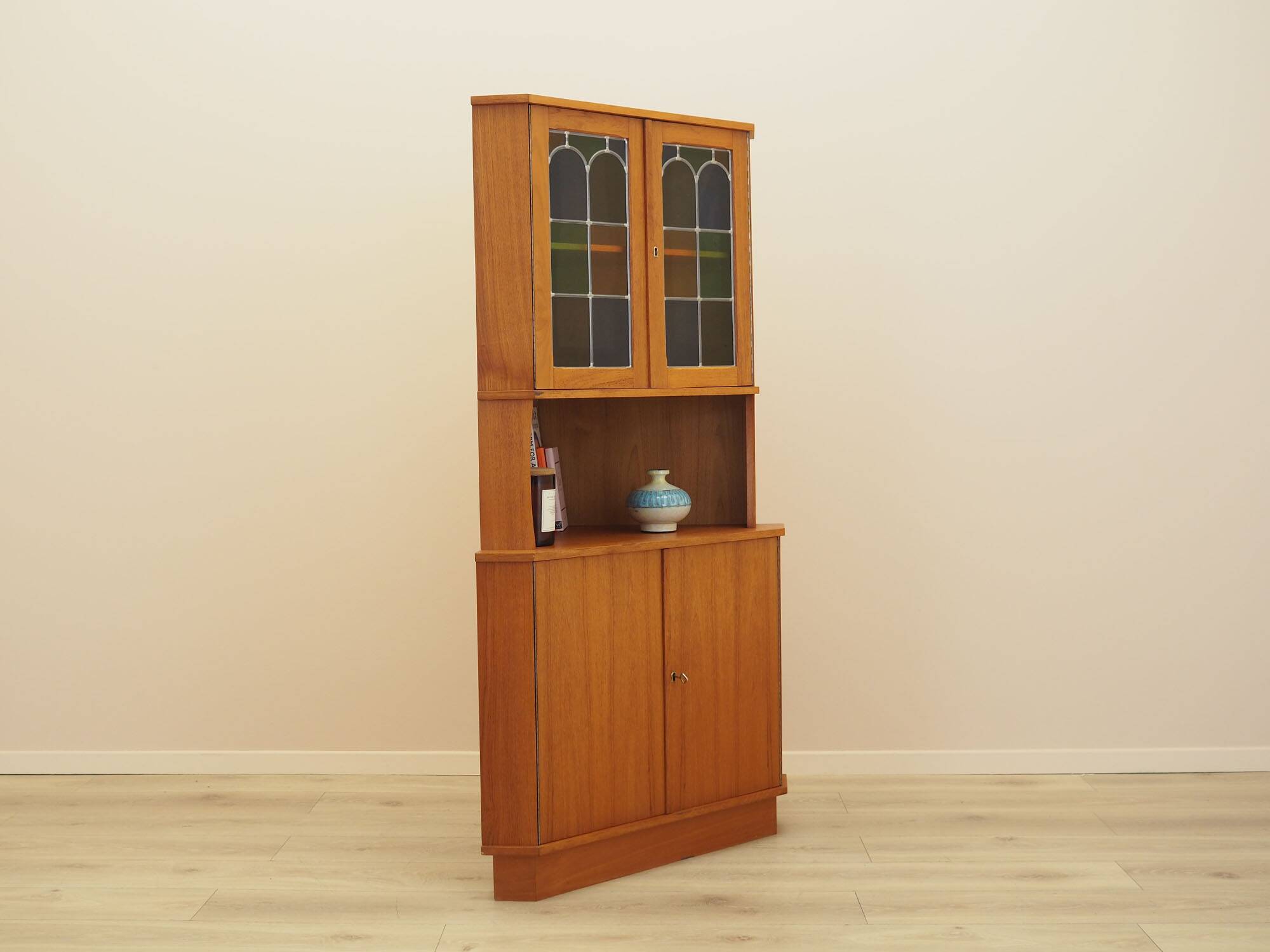 Teak corner display cabinet, Denmark, 1960s