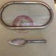 Foie gras service jd france platter + silver metal spatula + vintage glass