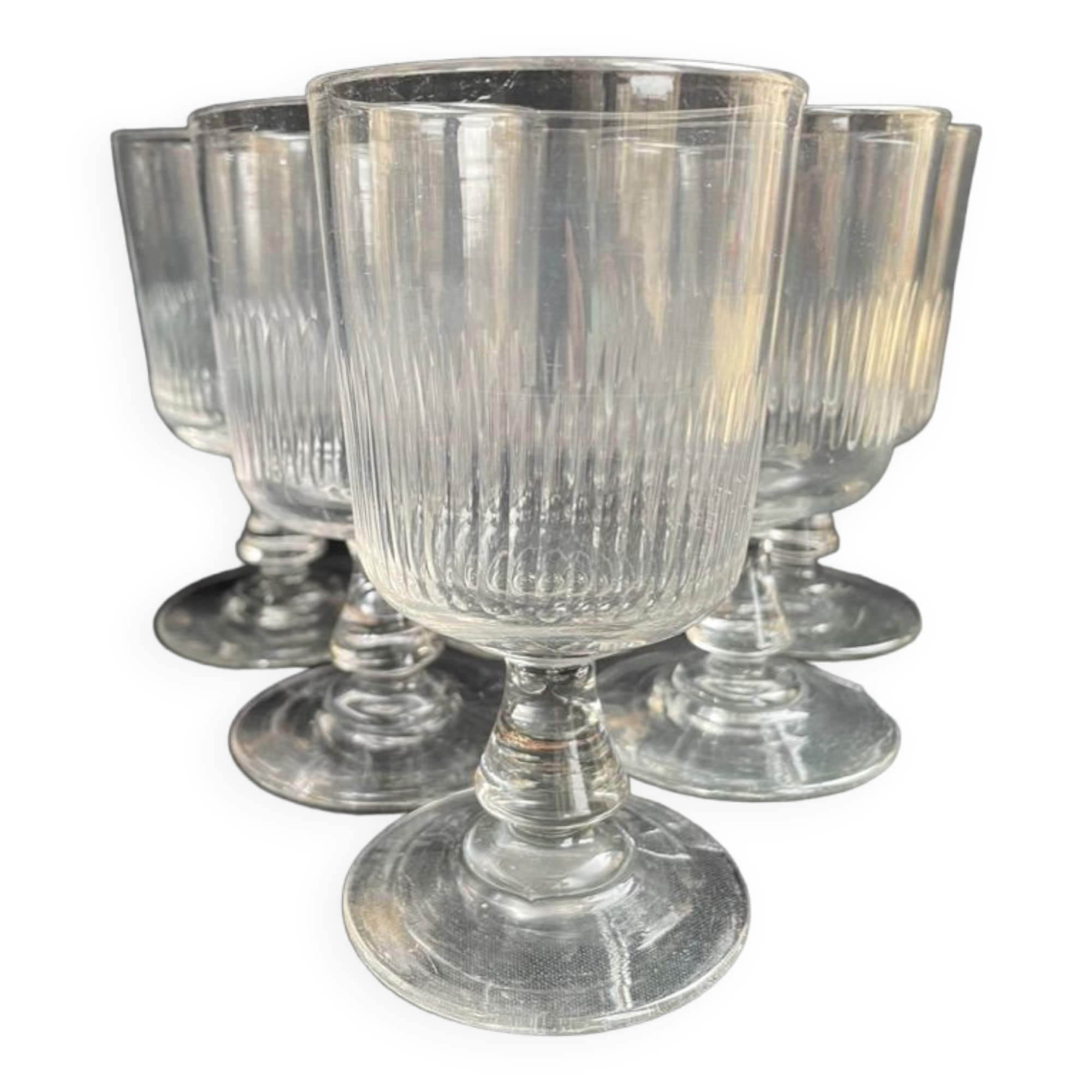 6 Large crystal glasses cut nineteenth