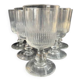 6 Large crystal glasses cut nineteenth