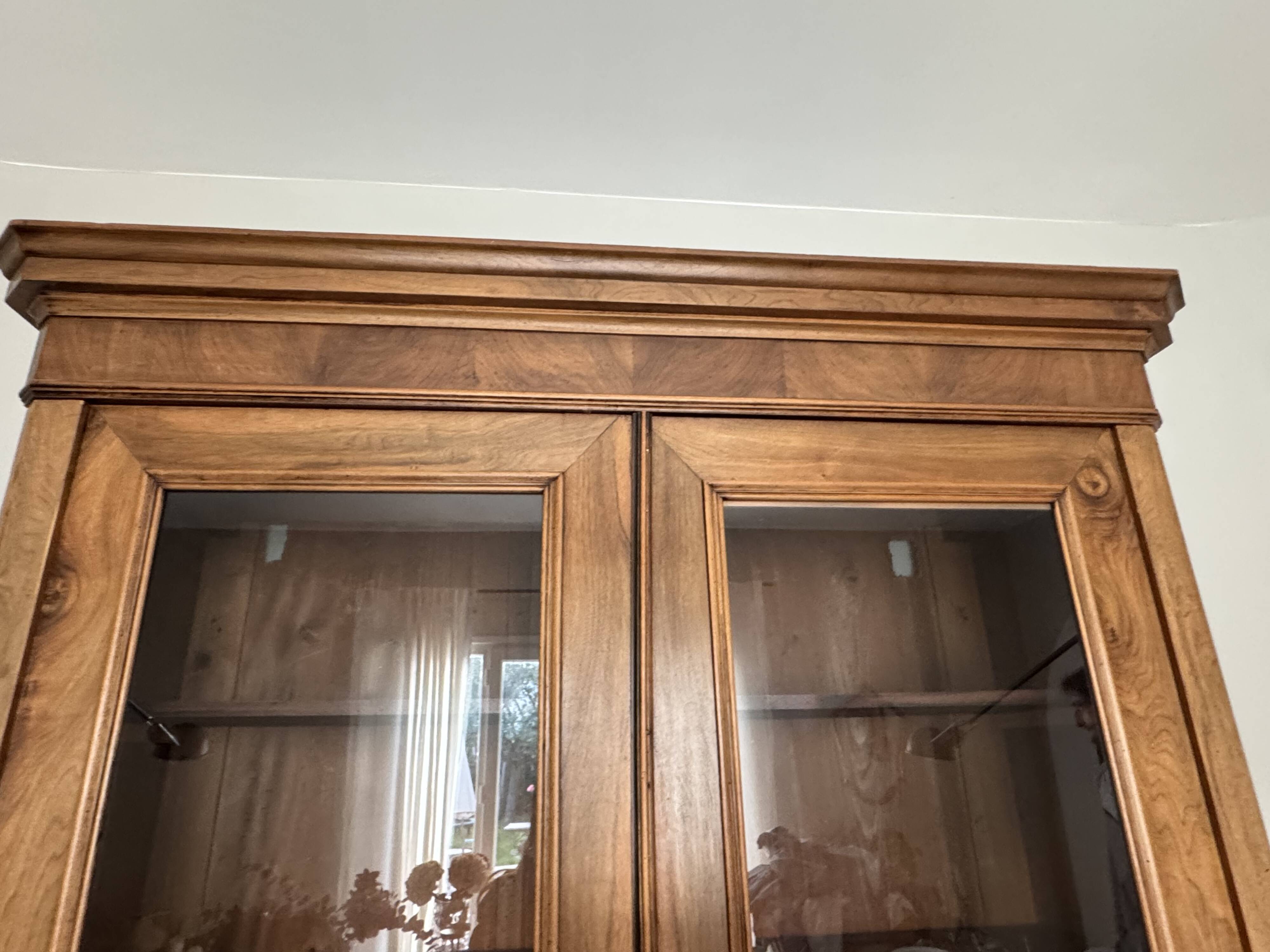 American walnut glass cabinet/bookcase