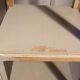 shabby wood side table on wheels