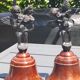 Pair of table bells musician angels in copper metal and bronze