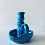 Candle holder fat lava blue