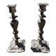 Pair of patinated metal baroque candlesticks – Louis XV style