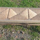 Wooden bench with vintage straw seating