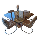 Guido faleschini dining table chrome marble glass funnel 1970 italy