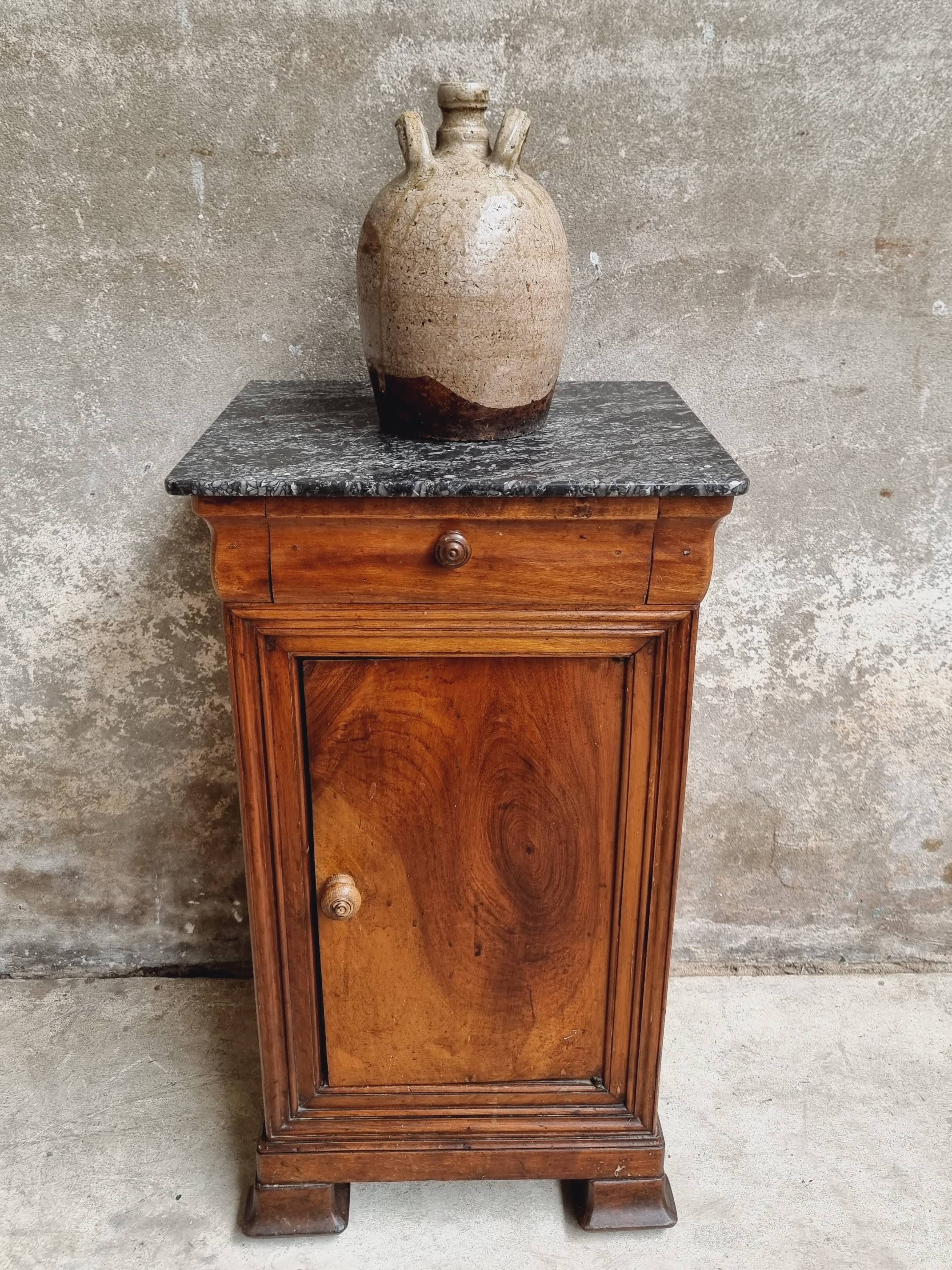 Antique small cabinet French hall cupboard walnut
