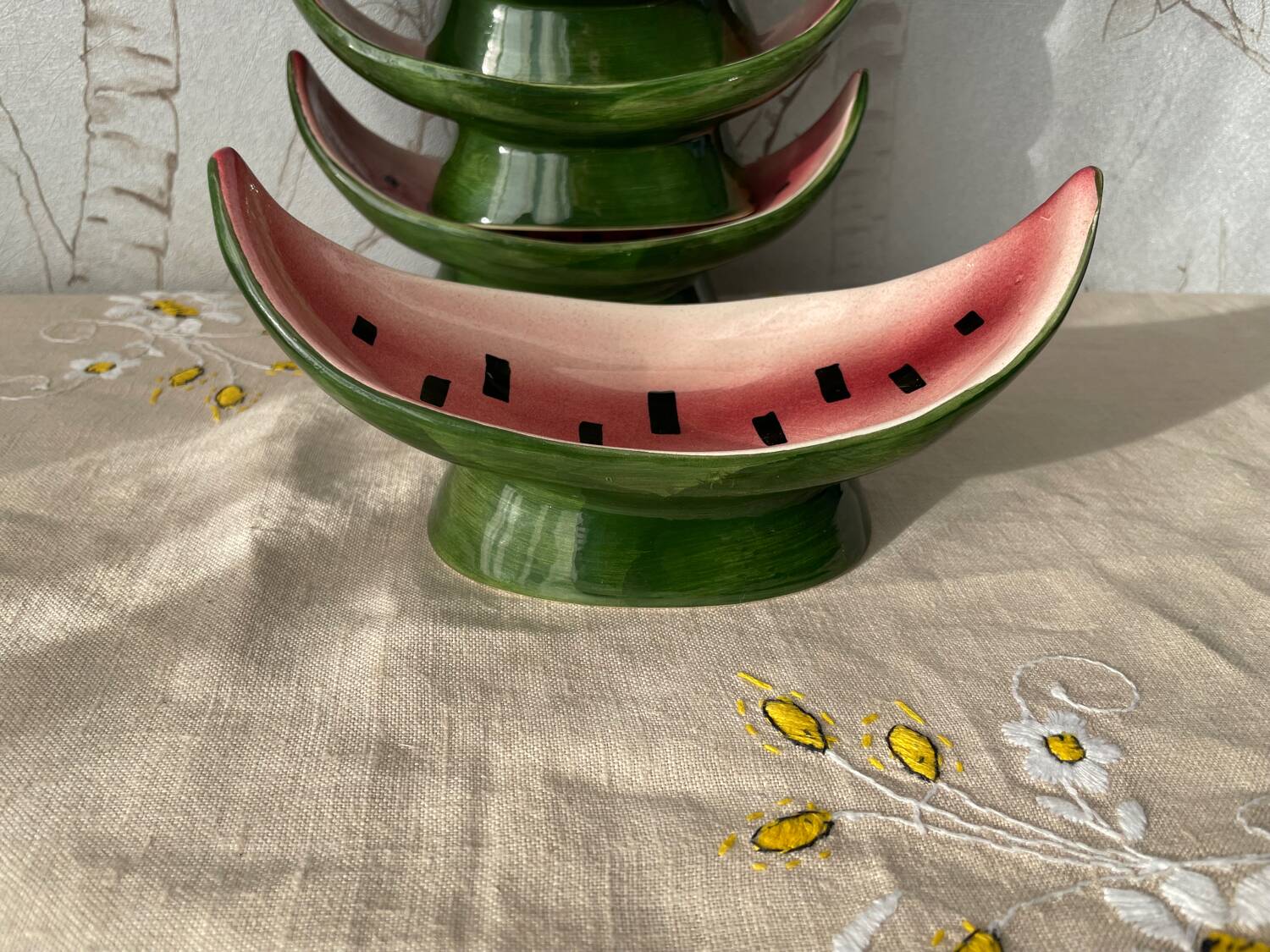 6 Vintage ceramic watermelon bowls