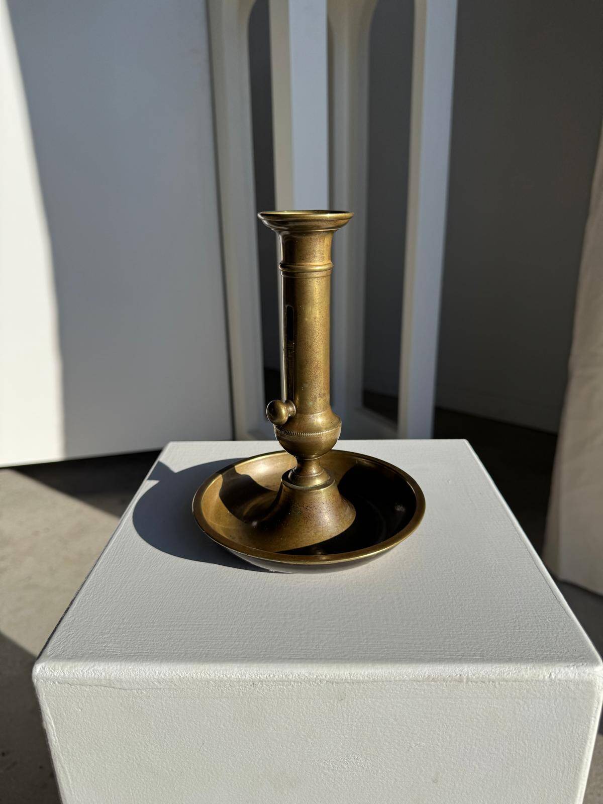 Large adjustable antique gold candlestick H20 D10