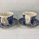 Tasses à thé et Sous-Tasses English Ironstone England bleu