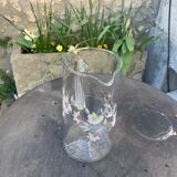 Orangeade decanter with ancient engraved flowers