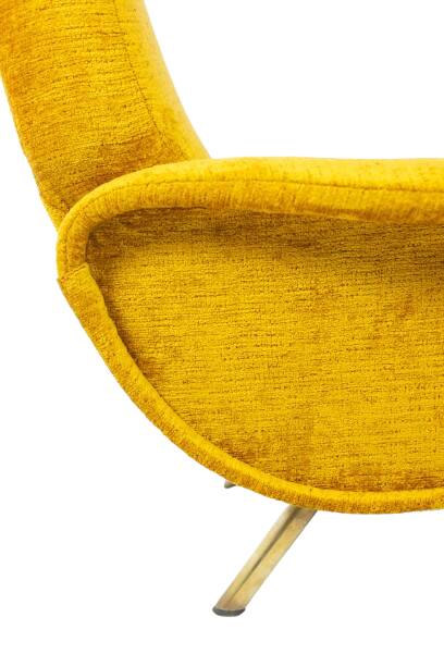 Marco Zanuso for Artflex. Yellow and gilded brass armchairs. 1950s.