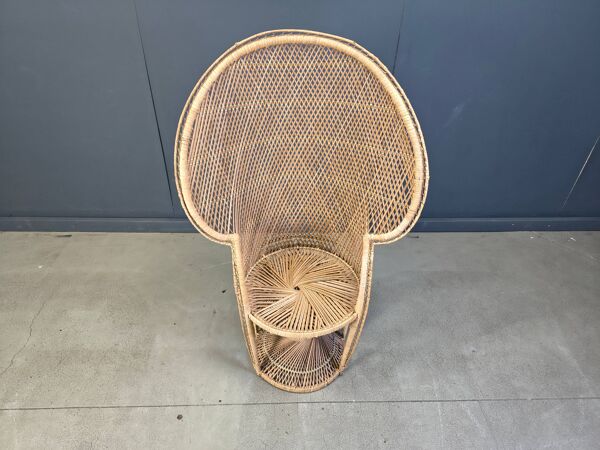 Fauteuil Emmanuelle en osier, années 1970