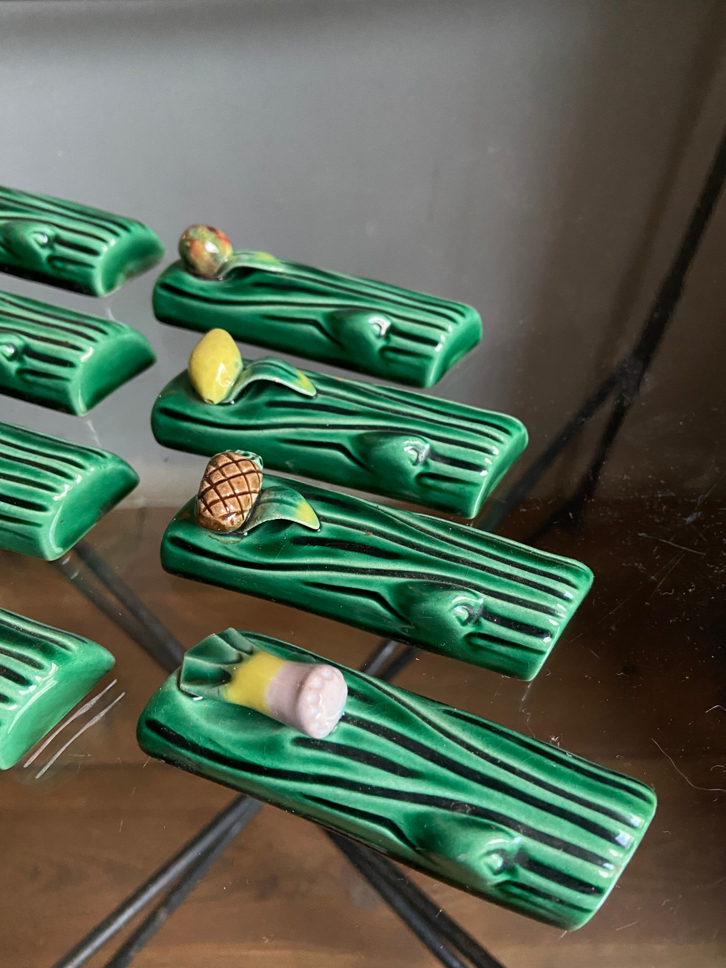 Vintage Vallauris vegetable and fruit knife holders