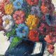Small acrylic painting with a knife, bouquet of flowers.