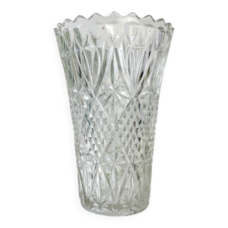 Vase vintage en verre motif géométrique