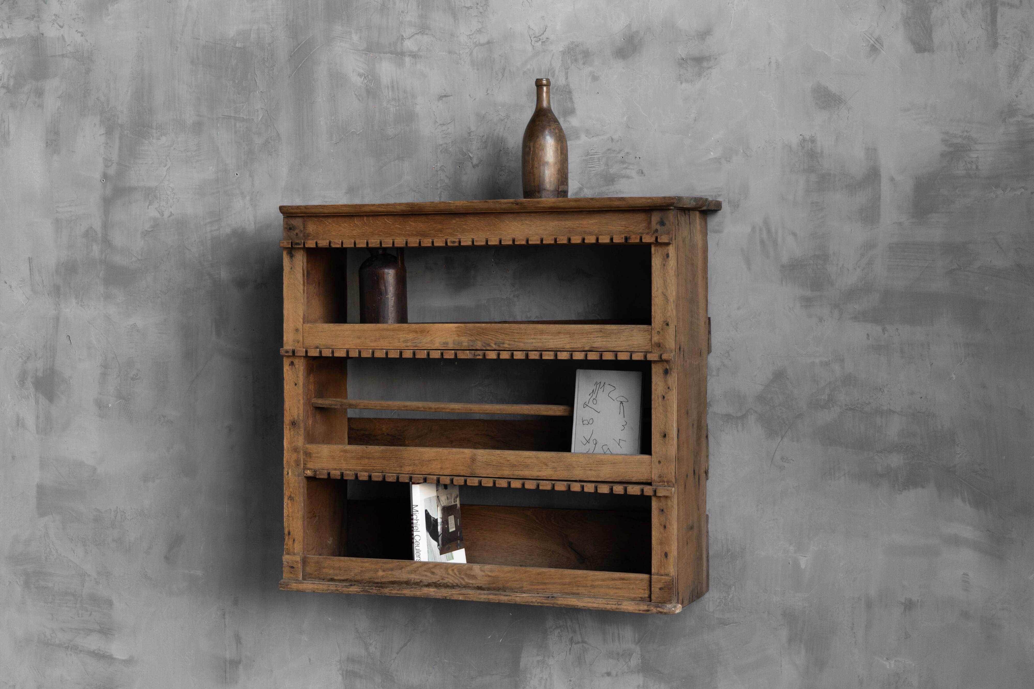 Rustic art populaire wall-mounted shelf, France, 19th century