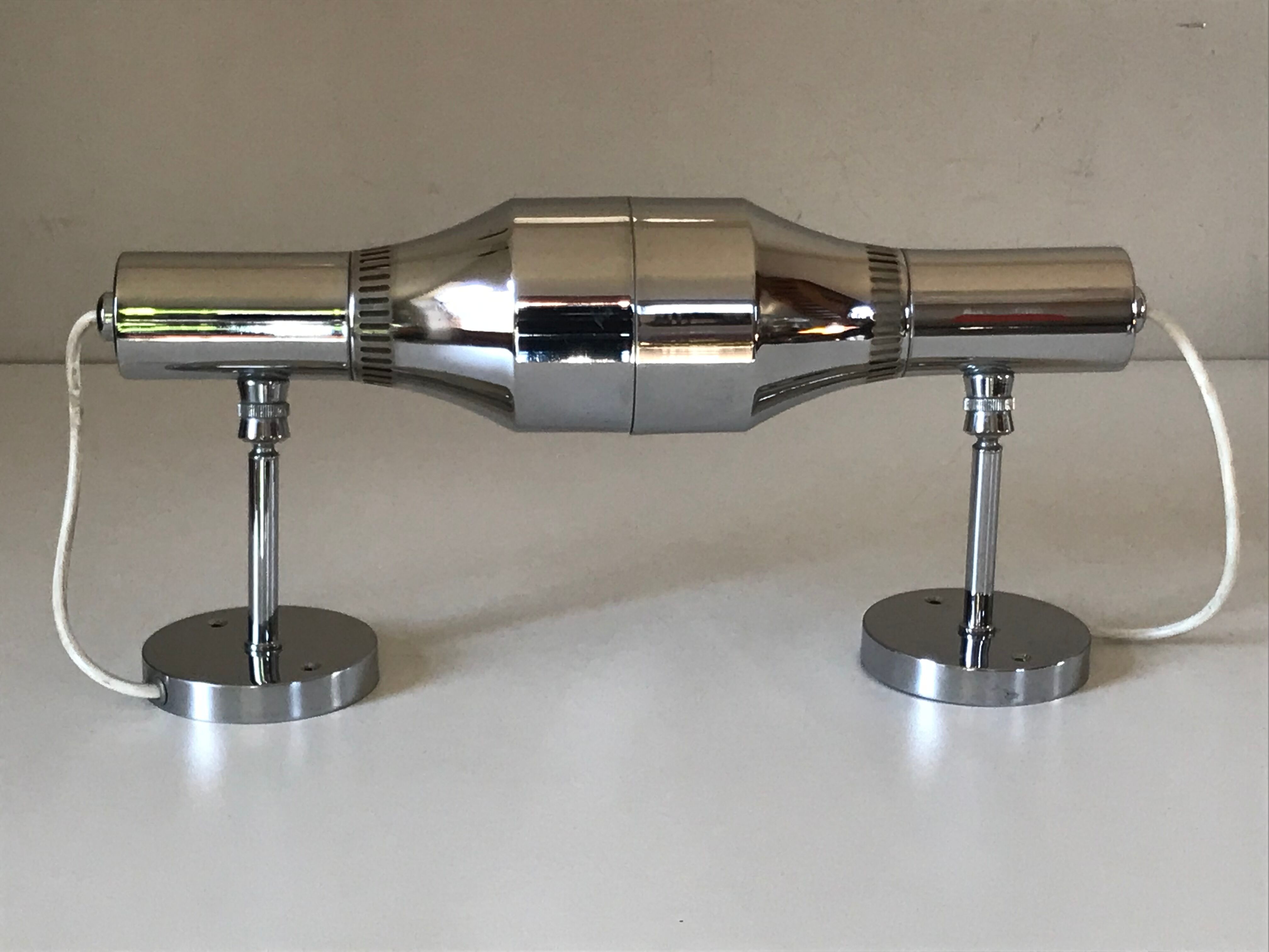 Pair of chrome wall lamps with ball joints design 70 years
