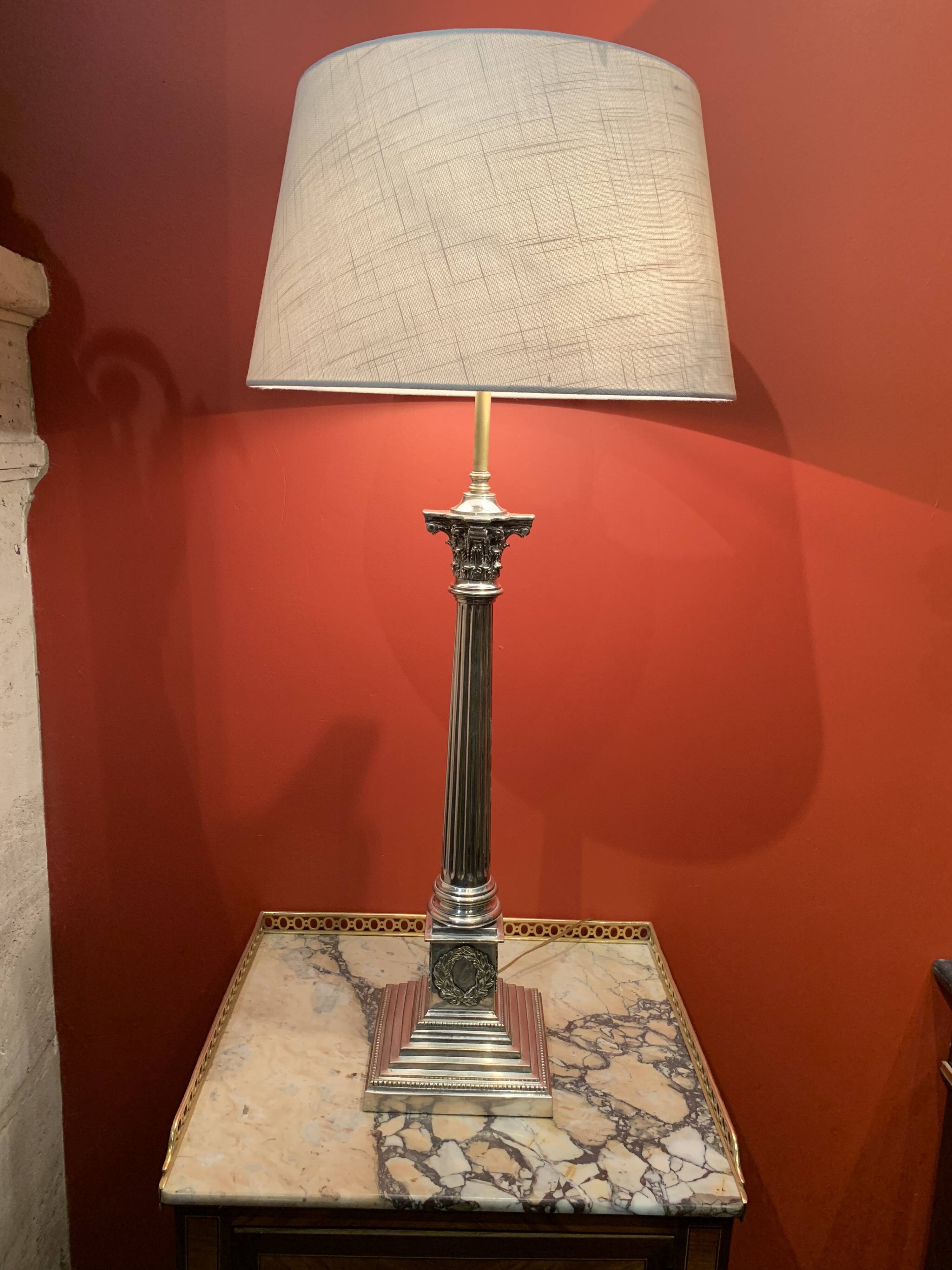 Métal argent néoclassique de lampe