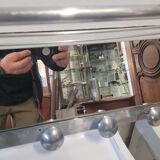 Aluminum wall coat rack with pivoting mirror from the 60s