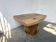 Organic brutalist coffee table in solid cedar, trunk pedestal, 1970s.
