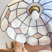 Vintage mother-of-pearl and vintage brass pendant light 1970